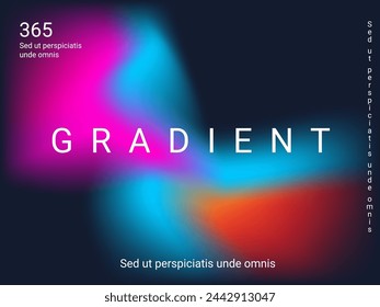 Líquido sobre fondo colorido. Patrón de malla brillante borrosa en tonos rosa, azul, verde. Vector de publicidad de moda en retro para libro, anual, interfaz móvil, aplicación web.