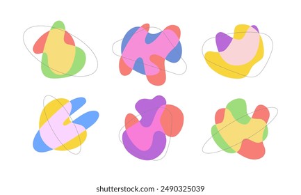 Liquid Organic Blob Shape with Irregular Forms Set. Colorful Simple Freeform. Fluid Amoeba Splodges. Vector Illustration.