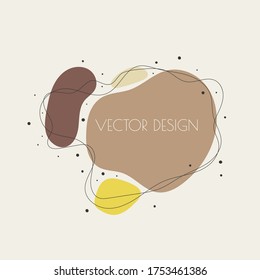 Liquid organic color form with wavy lines. Banner of abstract form in pastel color with particles. Vector illustration.