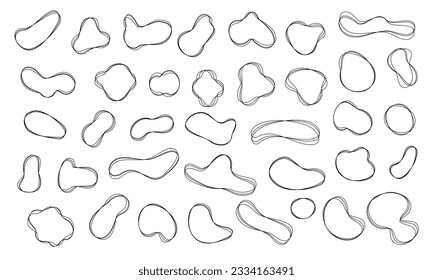 Liquid organic shape frame collection. Line blob irregular form 