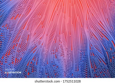 abstracción de pintura líquida. Diseño artístico. Textura con partículas dinámicas. Ilustración vectorial 3d.