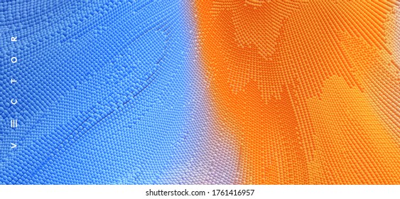 abstracción de pintura líquida. Diseño artístico. Textura con partículas dinámicas. Ilustración vectorial 3d.