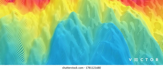 Liquid paint abstraction. Art design. Texture with dynamic particles. 3d vector Illustration.