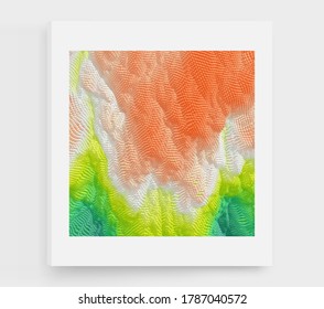 Liquid paint abstraction. Art design. Texture with dynamic particles. 3d vector Illustration.