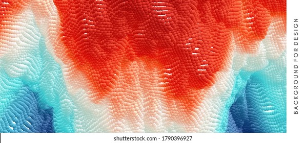 Liquid paint abstraction. Art design. Texture with dynamic particles. 3d vector Illustration.