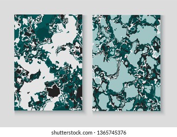 Liquid Paint Marble Vector Background Set. Terrazzo Brick Textured Organic Cover. Granite, Pebble Frame. Liquid Oil, Watercolor Paint, Marble Design. Cool Magazine Minimal Cover Page, Fluid Design