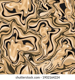 Liquid patter inspired in coffee waves and marble textures. Vector seamless pattern design for textile, fashion, paper, packaging and branding