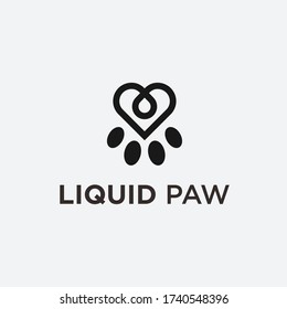 Liquid Paw Logo. Pet Icon