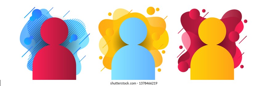 Liquid person shape. Human in suit avatar. Abstract shape. Gradient user icon. Vector illustration