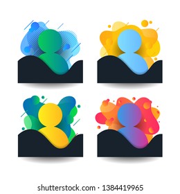 Liquid person shape. Human in suit avatar. Abstract shape. Gradient user icon. Vector illustration