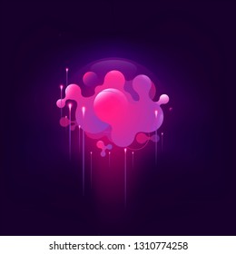 Liquid pink colored geometric banner. Abstract fluid gradient element isolated on black background for brochure, flyer, banner, social post and other designs. Futuristic trendy design.