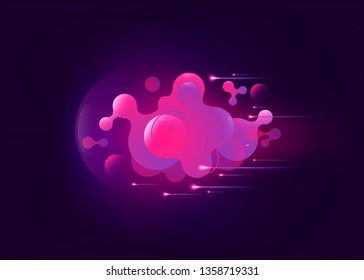 Liquid pink colored geometric banner. Abstract fluid gradient element isolated on black background for brochure, flyer, banner, social post and other designs. Futuristic trendy design.