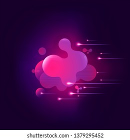 Liquid pink colored geometric banner. Abstract fluid gradient element isolated on black background for brochure, flyer, banner, social post and other designs. Futuristic trendy design.