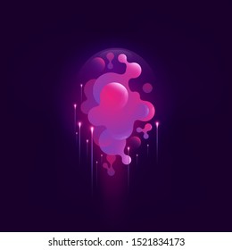 Liquid pink colored geometric banner. Abstract fluid gradient element isolated on black background for brochure, flyer, banner, social post and other designs. Futuristic trendy design.