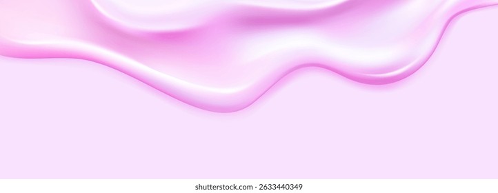 Liquid pink vector dripping ice cream texture.Glossy sugary flow drip.