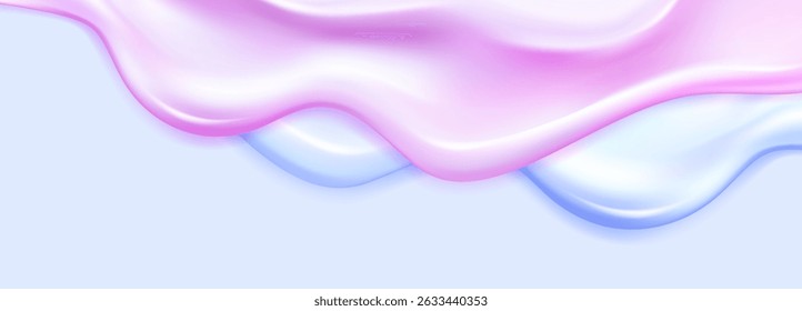 Liquid pink vector dripping ice cream texture.Glossy sugary flow drip.