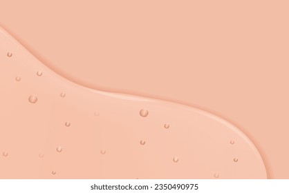 Liquid pink wet drops of gel or collagen.Spilled puddles of cosmetic serum or water. Round clean swatch of essence lotion or jelly for skin care.Beauty background with oil drops.