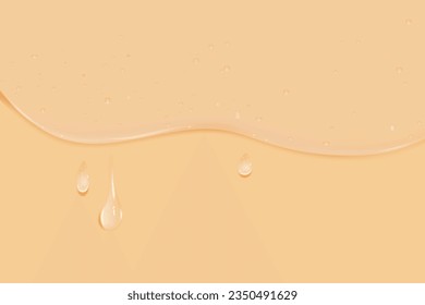 Liquid pink wet drops of gel or collagen.Spilled puddles of cosmetic serum or water. Round clean swatch of essence lotion or jelly for skin care.Beauty background with oil drops.