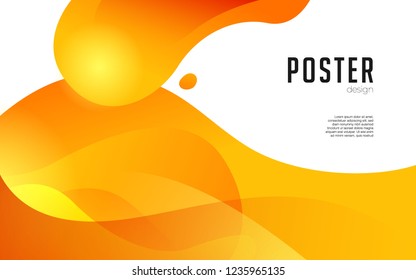Liquid poster background with orange color theme. Eps 10 Vector