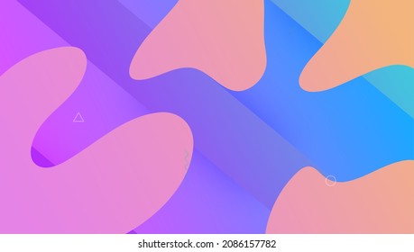 Liquid Poster. Blue Hipster Background. Modern Flyer. Cool Landing Page. Flat Rainbow Cover. Trendy Paper. Business Backdrop. Dynamic Journal. Lilac Liquid Poster