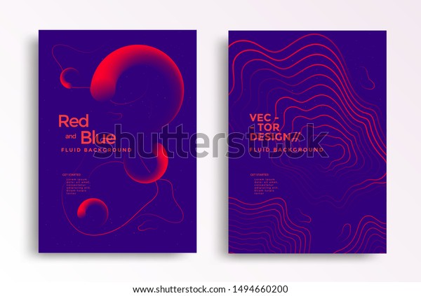Liquid poster design template in duotone\
gradients. Cover design with red and blue fluid color shapes\
composition. Futuristic design for\
flyer.
