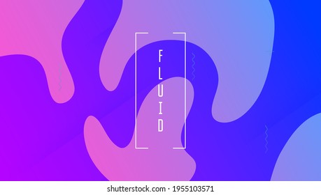 Afiche Líquido. Página de aterrizaje plano. Frío Folleto horizontal. Elemento móvil. Fondo de degradado de color. Sitio Web dinámico. Marco de negocio. Forma digital violeta. Afiche Liquido Lilac