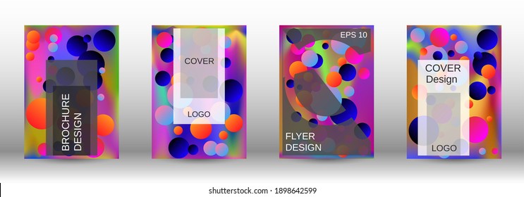Afiche líquido con formas redondeadas.  Un conjunto de cubiertas abstractas modernas. Futura plantilla futurista con bolas abstractas para el diseño de banner, afiche, librito, reportaje, revista.
