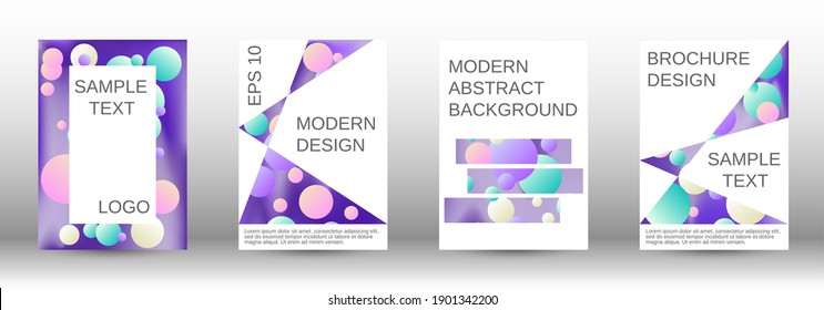 Liquid poster with round shapes.  A set of modern abstract covers. Future futuristic template with abstract balls for design of banner, poster, booklet, report, magazine.