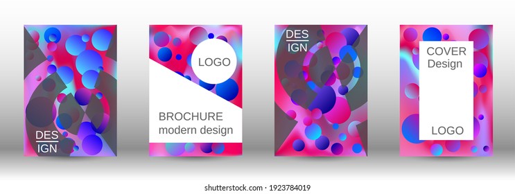 Flüssiges Poster mit runden Formen.  Eine Reihe moderner abstrakter Cover. Zukünftige futuristische Vorlage mit abstrakten Bälle für die Gestaltung von Banner, Poster, Broschüre, Bericht, Magazin.
