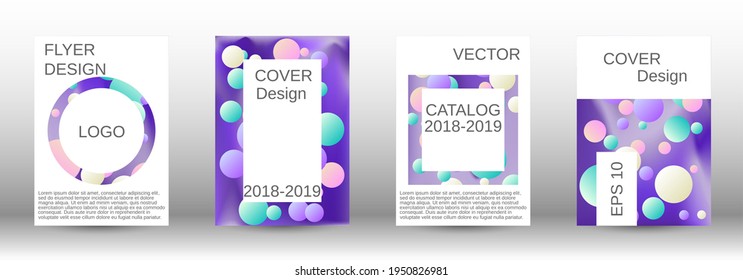 Afiche líquido con formas redondeadas.  Un conjunto de cubiertas abstractas modernas. Futura plantilla futurista con bolas abstractas para el diseño de banner, afiche, librito, reportaje, revista.