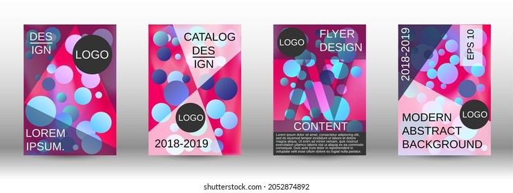 Liquid poster with round shapes.  A set of modern abstract covers. Future futuristic template with abstract balls for design of banner, poster, booklet, report, magazine.