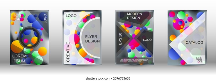 Liquid poster with round shapes.  A set of modern abstract covers. Future futuristic template with abstract balls for design of banner, poster, booklet, report, magazine.