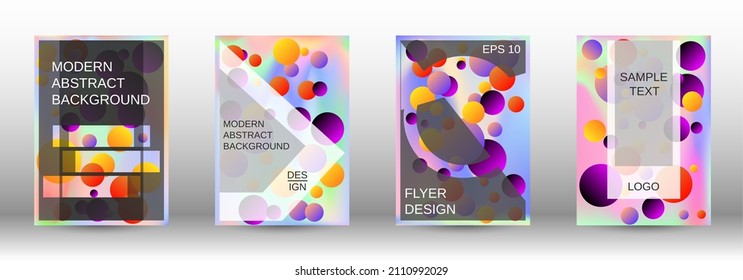 Liquid poster with round shapes.  A set of modern abstract covers. Future futuristic template with abstract balls for design of banner, poster, booklet, report, magazine.