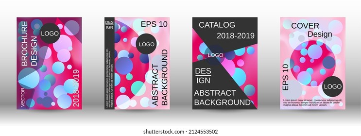 Afiche líquido con formas redondeadas.  Un conjunto de cubiertas abstractas modernas. Futura plantilla futurista con bolas abstractas para el diseño de banner, afiche, librito, reportaje, revista.