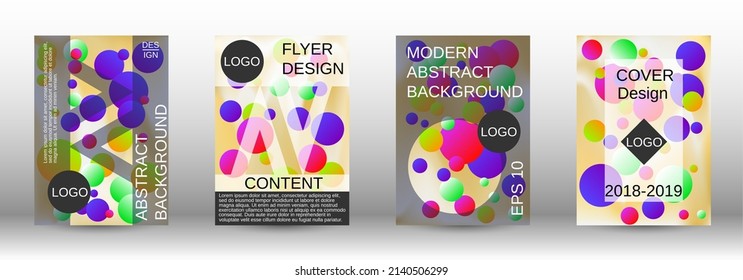 Afiche líquido con formas redondeadas.  Un conjunto de cubiertas abstractas modernas. Futura plantilla futurista con bolas abstractas para el diseño de banner, afiche, librito, reportaje, revista.