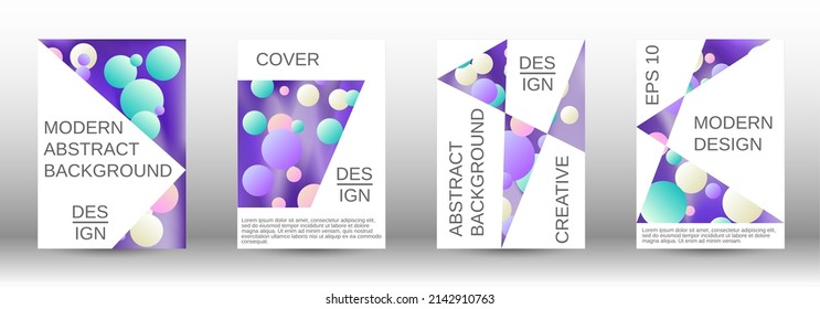 Liquid poster with round shapes.  A set of modern abstract covers. Future futuristic template with abstract balls for design of banner, poster, booklet, report, magazine.