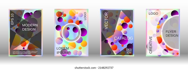 Afiche líquido con formas redondeadas.  Un conjunto de cubiertas abstractas modernas. Futura plantilla futurista con bolas abstractas para el diseño de banner, afiche, librito, reportaje, revista.