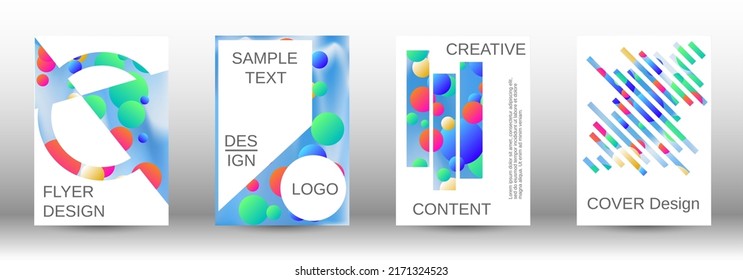 Liquid poster with round shapes.  A set of modern abstract covers. Future futuristic template with abstract balls for design of banner, poster, booklet, report, magazine.
