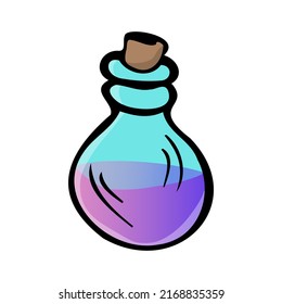 Liquid potion bottle, magic elixir, gaming icon.
Game icon gui for game apps user interface. Vector illustration in cartoon style isolated on white background