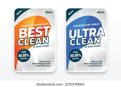 liquid or powder detergent label sticker design set