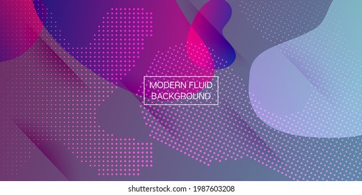 Liquid Purple Background. Digital Dynamic Poster. Neon Color Purple Banner Template. 