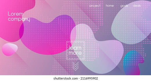 Liquid Purple Background. Digital Dynamic Poster. Neon Color Purple Banner Layout. Geometric Landing Page. Modern Gradient Shapes Template. Vector Fluid Gradient Design. Cool 3d Cover Presentation.