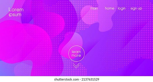 Liquid Purple Background. Digital Dynamic Poster. Web Page Cover Presentation. Futuristic Landing Page. Bright Gradient Shapes Layout. Neon Color Purple Banner Template. Vector Fluid Gradient Overlay.