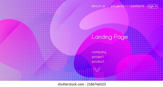 Liquid Purple Background. Digital Dynamic Poster. Neon Color Purple Banner Template. Bright Gradient Shapes Layout. Geometric Landing Page. Vector Fluid Gradient Overlay. Cool 3d Cover Presentation.