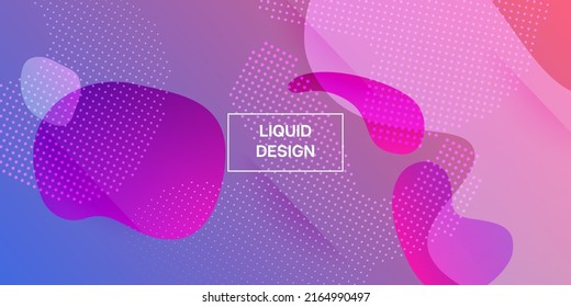Liquid Purple Background. Geometric Landing Page. Modern Gradient Shapes Layout. Web Page Cover Presentation. Digital Dynamic Poster. Neon Color Purple Banner Template. Vector Fluid Gradient Design.
