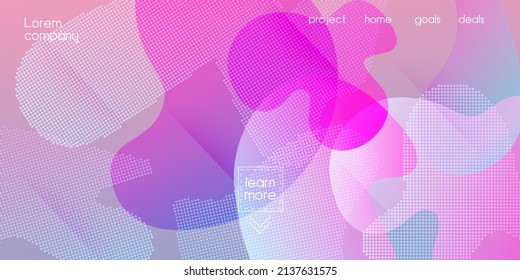 Liquid Purple Background. Neon Color Purple Banner Template. Web Page Cover Presentation. Geometric Landing Page. Digital Dynamic Poster. Modern Gradient Shapes Layout. Vector Fluid Gradient Design.