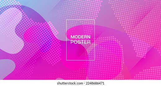 Liquid Purple Background. Trendy Gradient Shapes Layout. Digital Dynamic Poster. Neon Color Purple Banner Template. Vector Fluid Gradient Design. Abstract Cover Presentation. Futuristic Landing Page.
