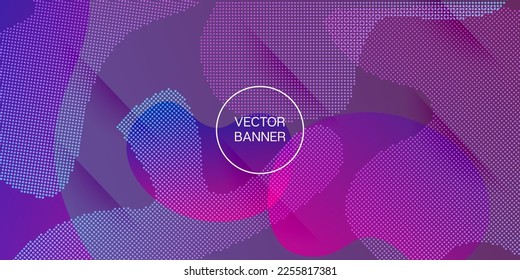 Liquid Purple Background. Vector Fluid Gradient Overlay. Bright Gradient Shapes Layout. Geometric Landing Page. Digital Dynamic Poster. Cool 3d Cover Presentation. Neon Color Purple Banner Template.