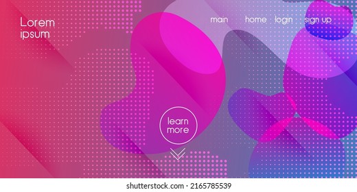 Liquid Purple Background. Vivid Gradient Shapes Layout. Digital Dynamic Poster. Vector Fluid Gradient Overlay. Neon Color Purple Banner Template. Futuristic Landing Page. Cool 3d Cover Presentation.