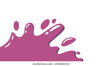 Liquid Purple Splash. Grape Juice Splash. Berry Juice Splash. Cartoon Style Liquid Vector Illustration.